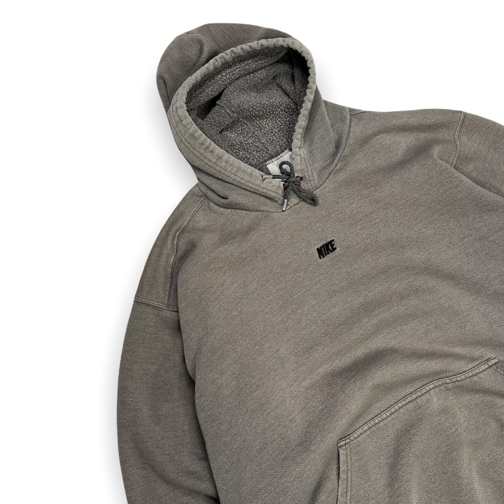 Vintage Nike Hoodie Taupe Center Swoosh Spell Out
